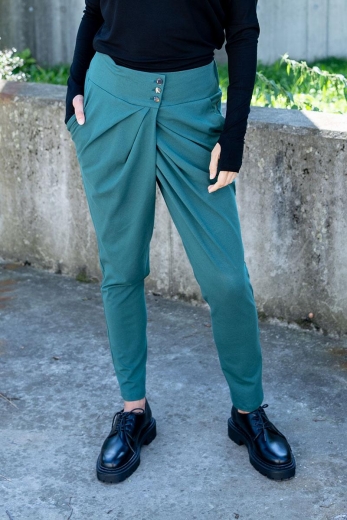 Spodnie Button Malachit - bawełna organiczna - Ostatnie sztuki!